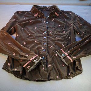 HAZEL Long Sleeved Button Down Top Sheer -THIS!